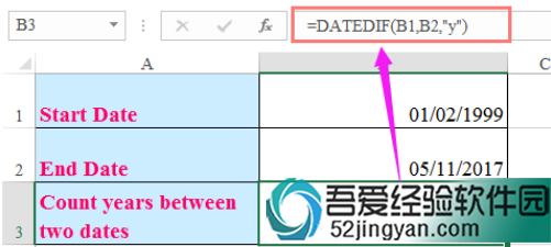 ʽ= DATEDIFB1B2Y